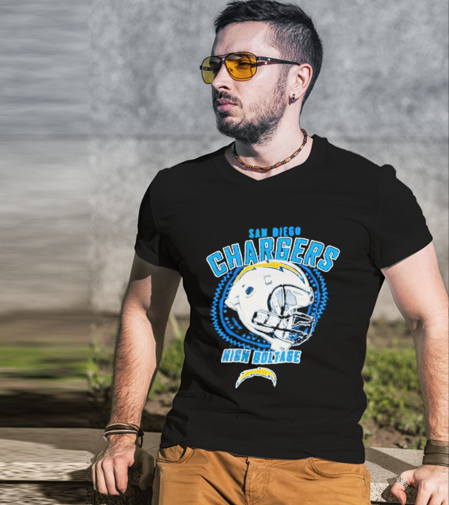 San Diego Chargers High Boltage Helmet Football NFL Team Gear T-Shirt