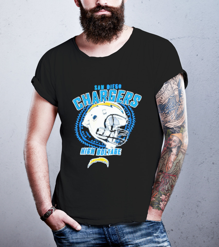 San Diego Chargers High Boltage Helmet Football NFL Team Gear T-Shirt