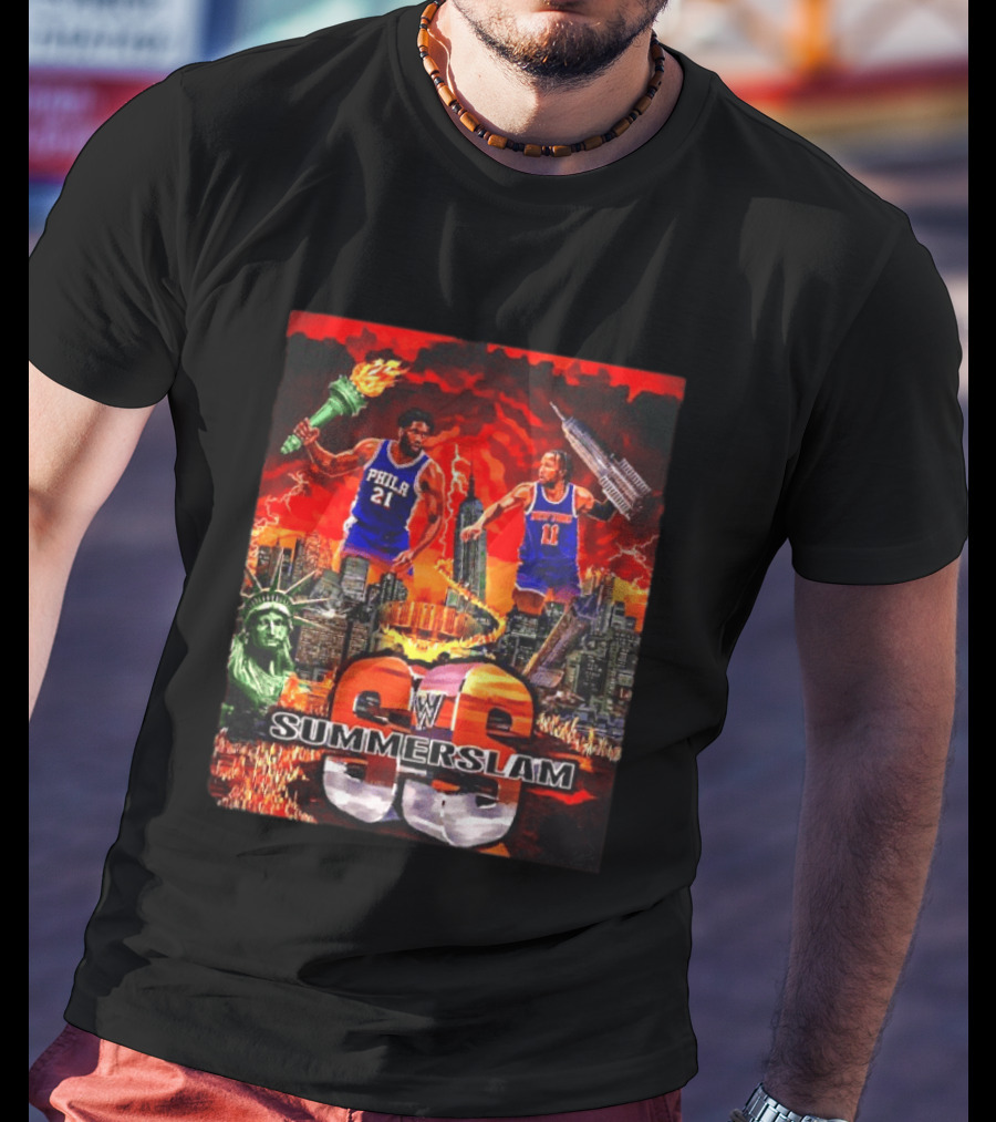 Summerslam Joel Embiid Vs Jalen Brunson NYC Showdown T-Shirt
