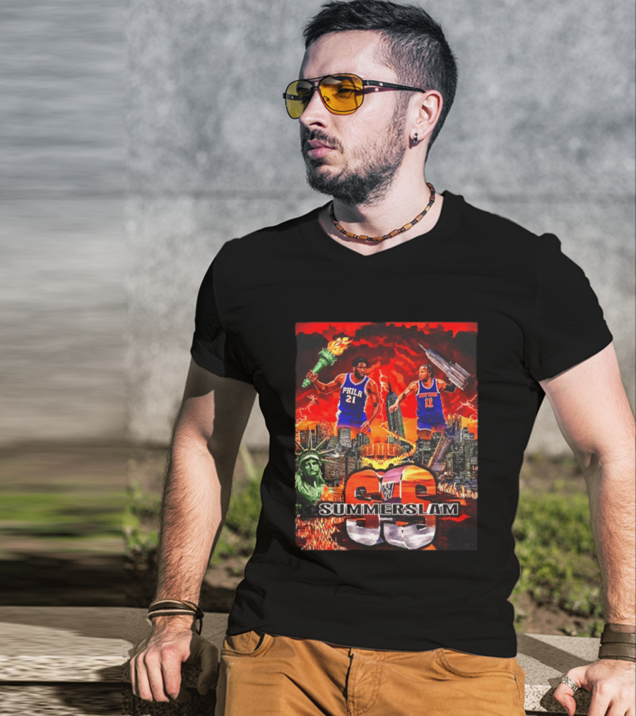 Summerslam Joel Embiid Vs Jalen Brunson NYC Showdown T-Shirt