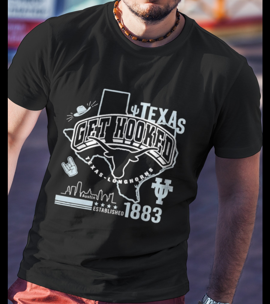 Texas Longhorns Get Hooked 1883 Austin Skyline Established T-Shirt