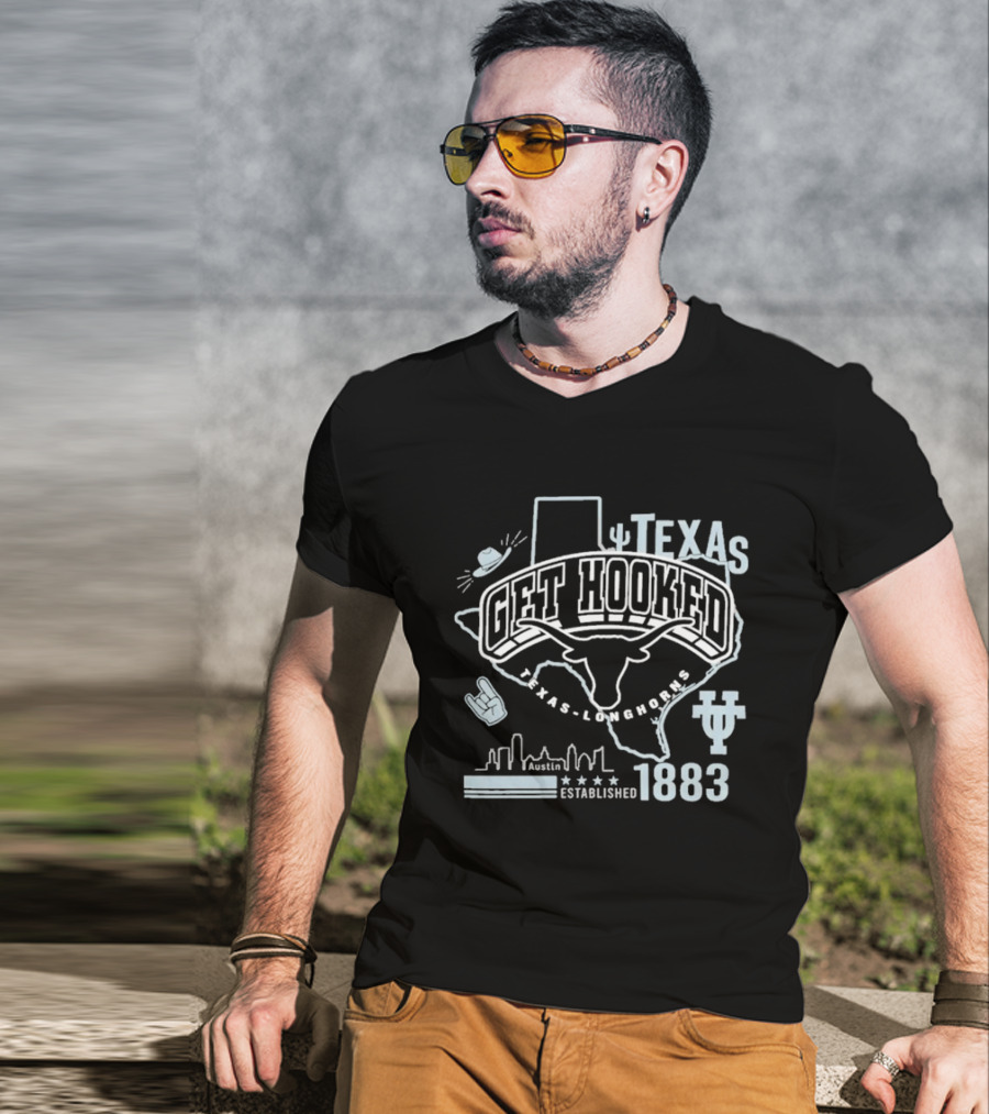 Texas Longhorns Get Hooked 1883 Austin Skyline Established T-Shirt