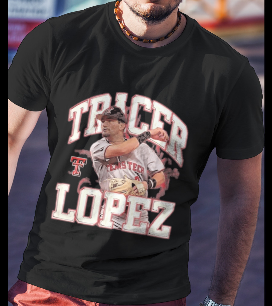 Texas Tech Tracer Lopez Baseball NCAA Collage T-Shirt