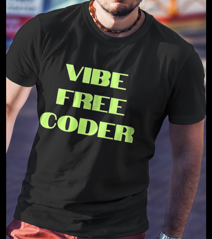 Vibe Free Coder Retro Neon T-Shirt