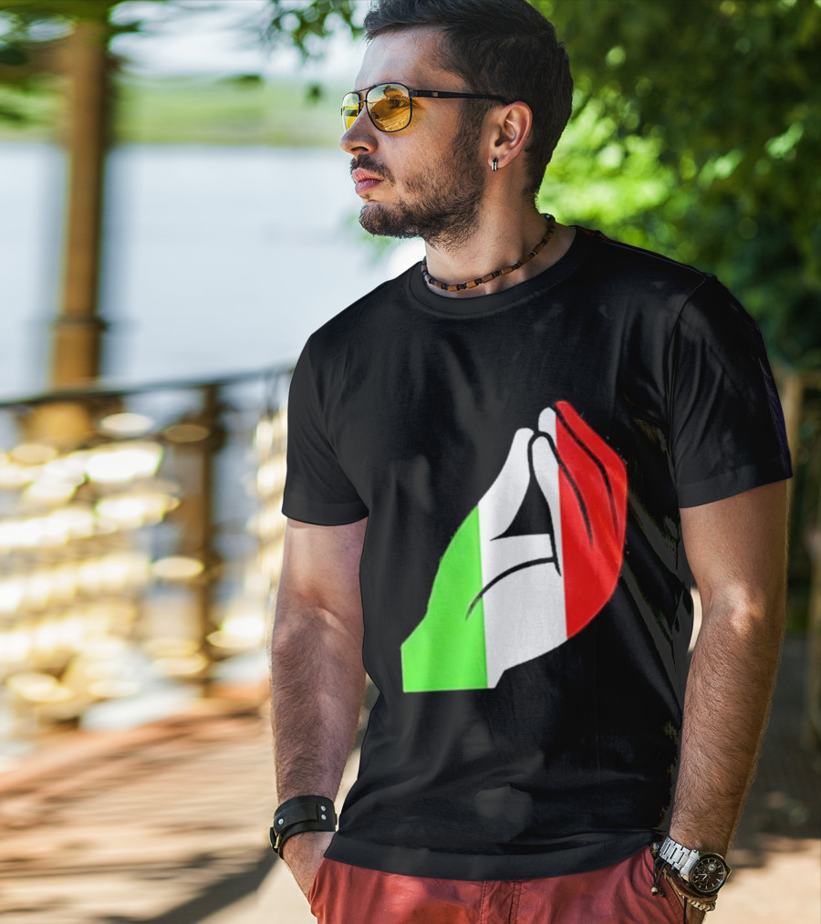Italian Hand Gesture Ma Che Vuoi Green White Red T-Shirt