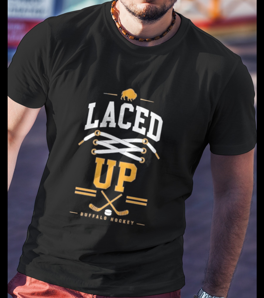 Buffalo Sabres Laced Up Hockey Sticks T-Shirt