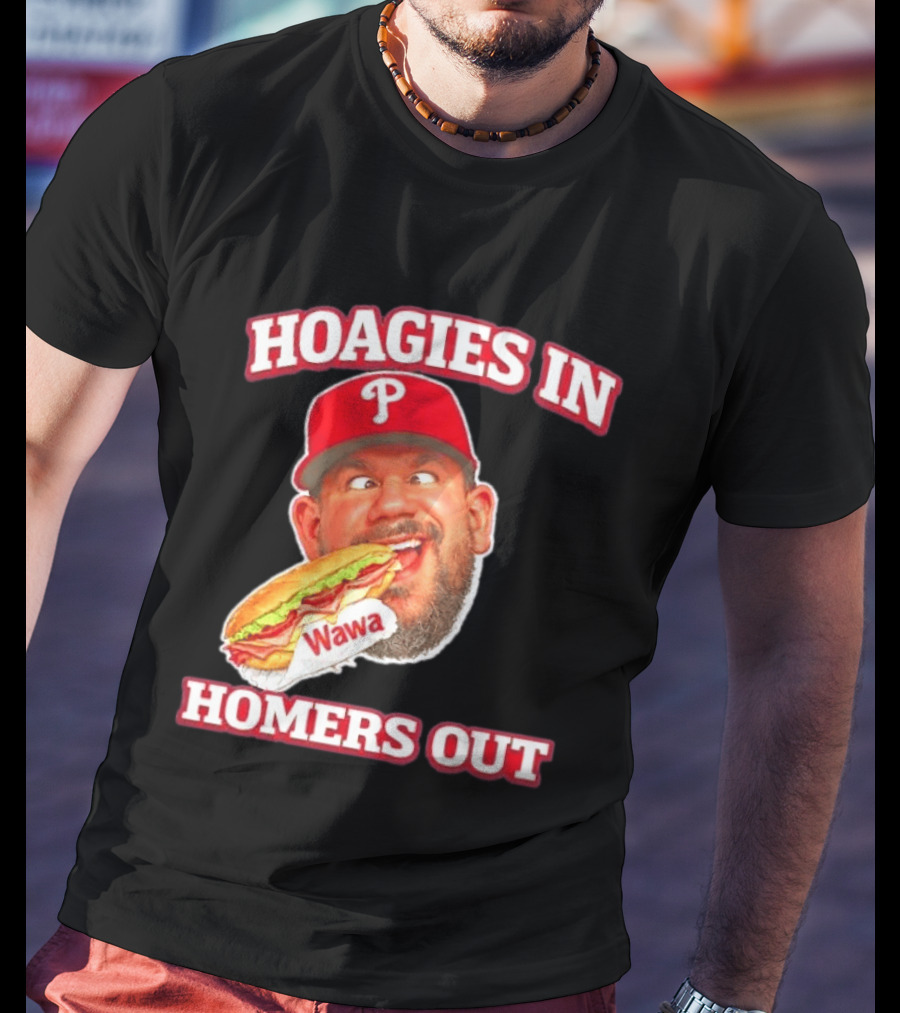 Hoagies In Homers Out Wawa Philadelphia Baseball Player Eating Sandwich T-Shirt