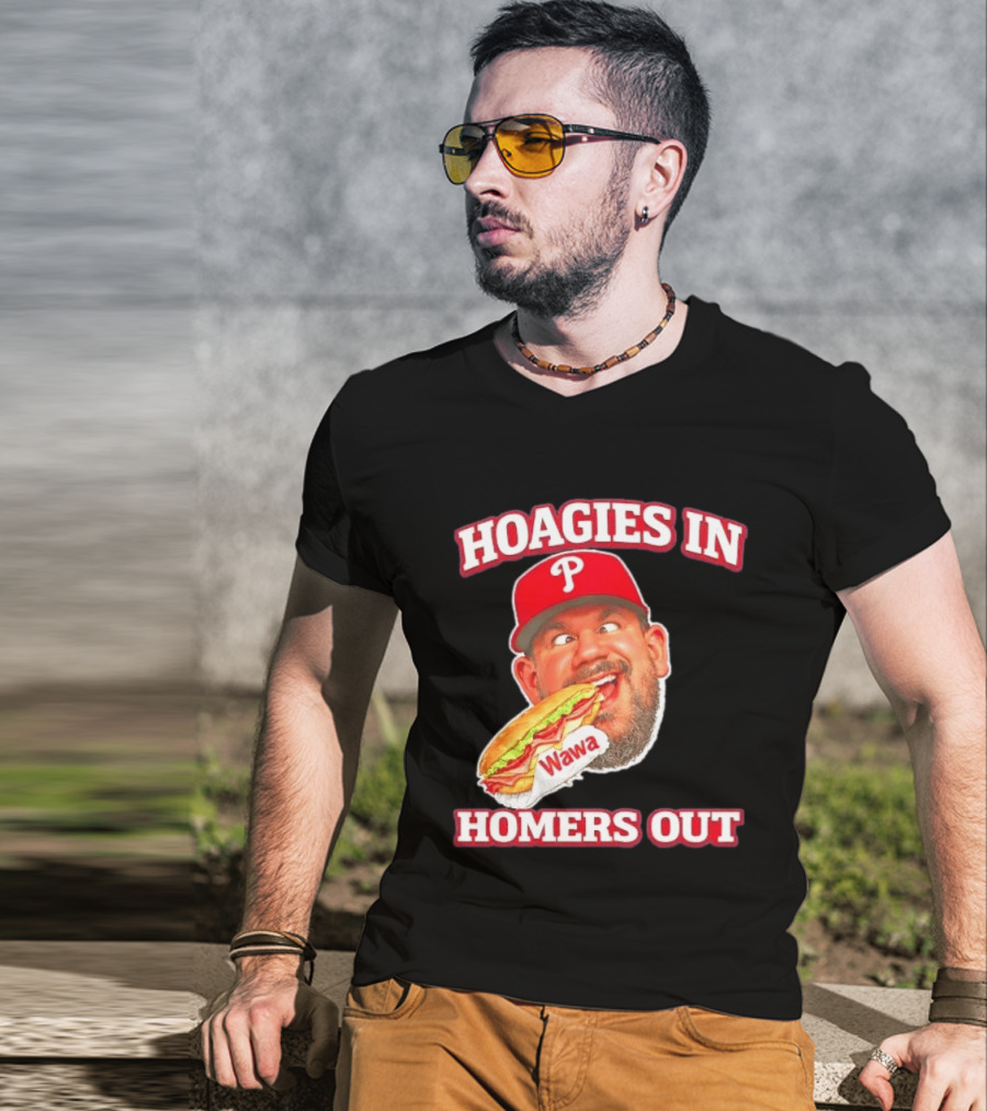Hoagies In Homers Out Wawa Philadelphia Baseball Player Eating Sandwich T-Shirt