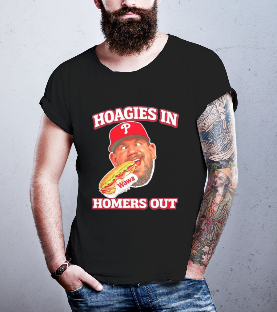 Hoagies In Homers Out Wawa Philadelphia Baseball Player Eating Sandwich T-Shirt