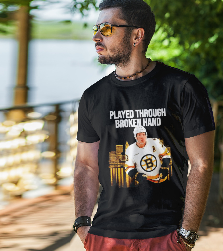 Charlie McAvoy Played Through Broken Hand Boston Hockey T-Shirt