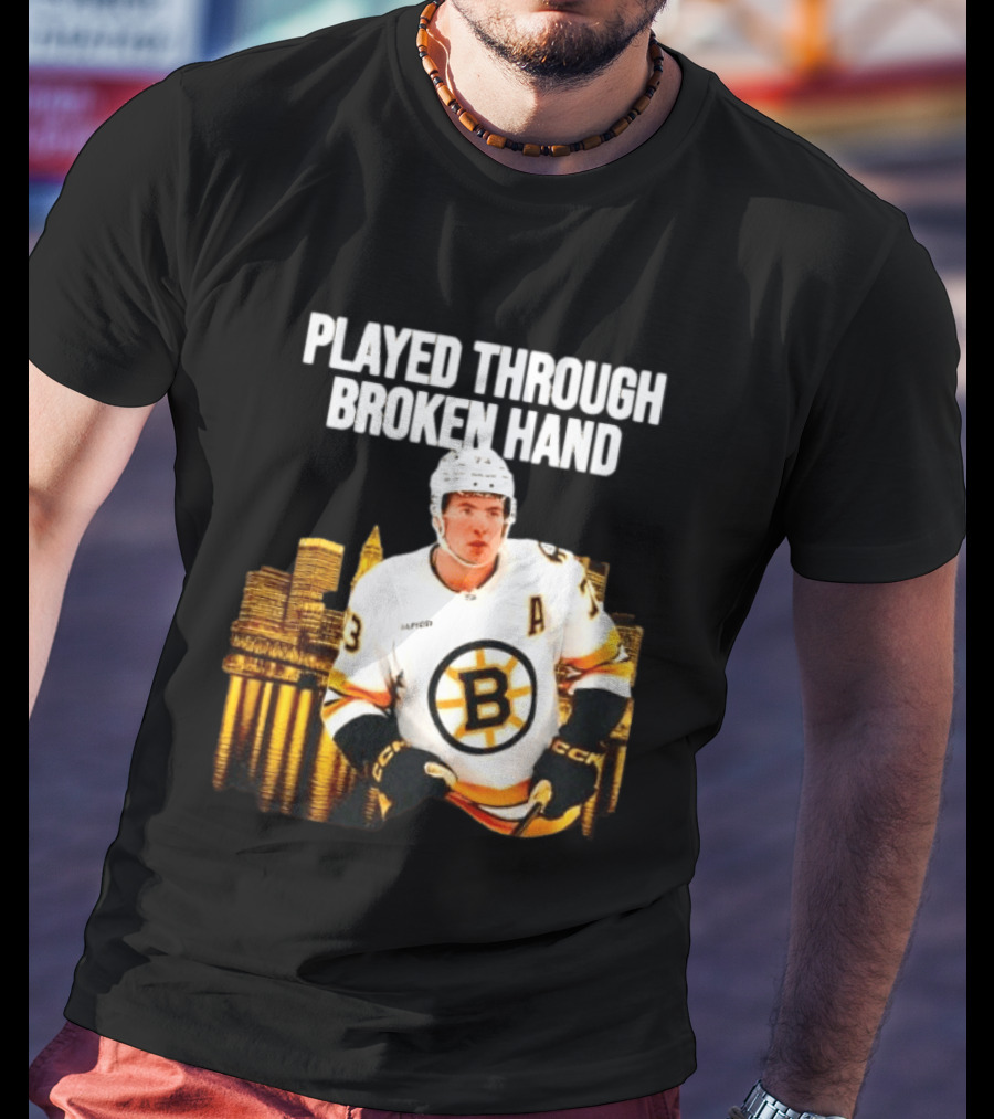 Charlie McAvoy Played Through Broken Hand Boston Hockey T-Shirt