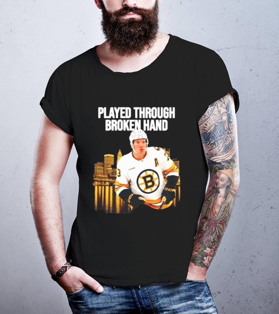 Charlie McAvoy Played Through Broken Hand Boston Hockey T-Shirt
