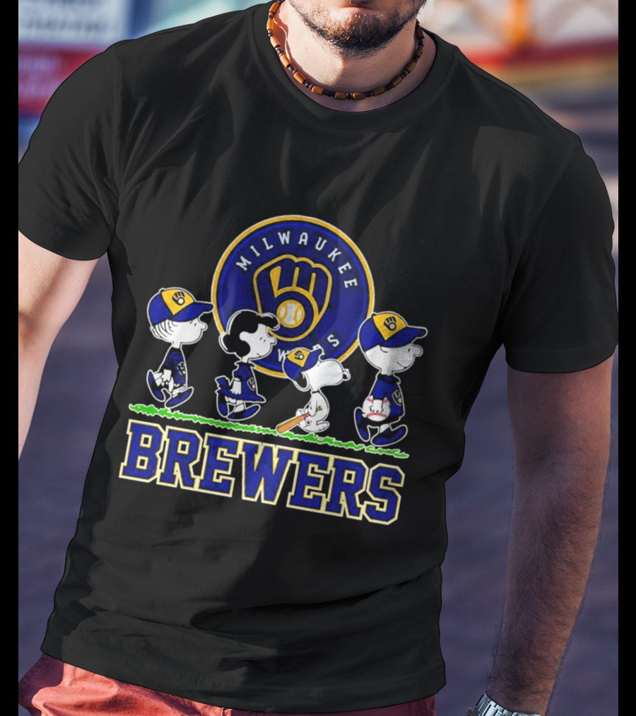Milwaukee Brewers Peanuts Walking Characters 2026 Abbey Road T-Shirt