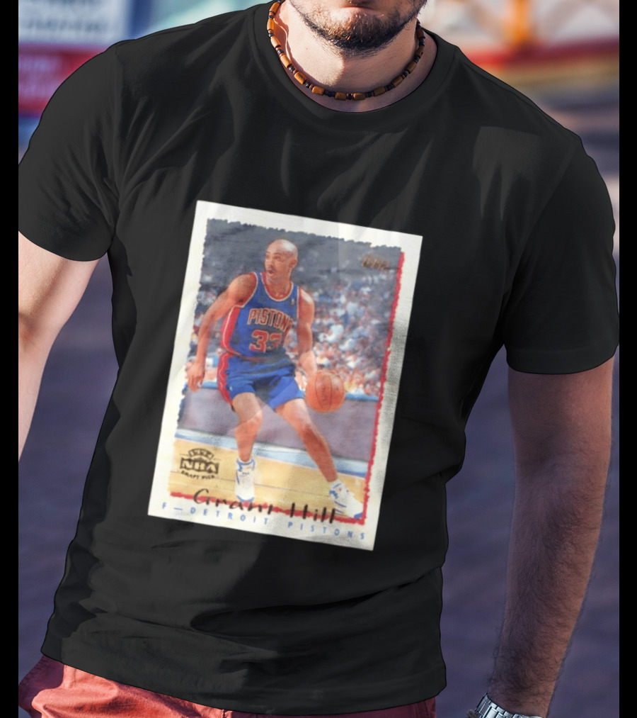 Detroit Pistons Grant Hill NBA Rookie Year 1994 Basketball Card T-Shirt