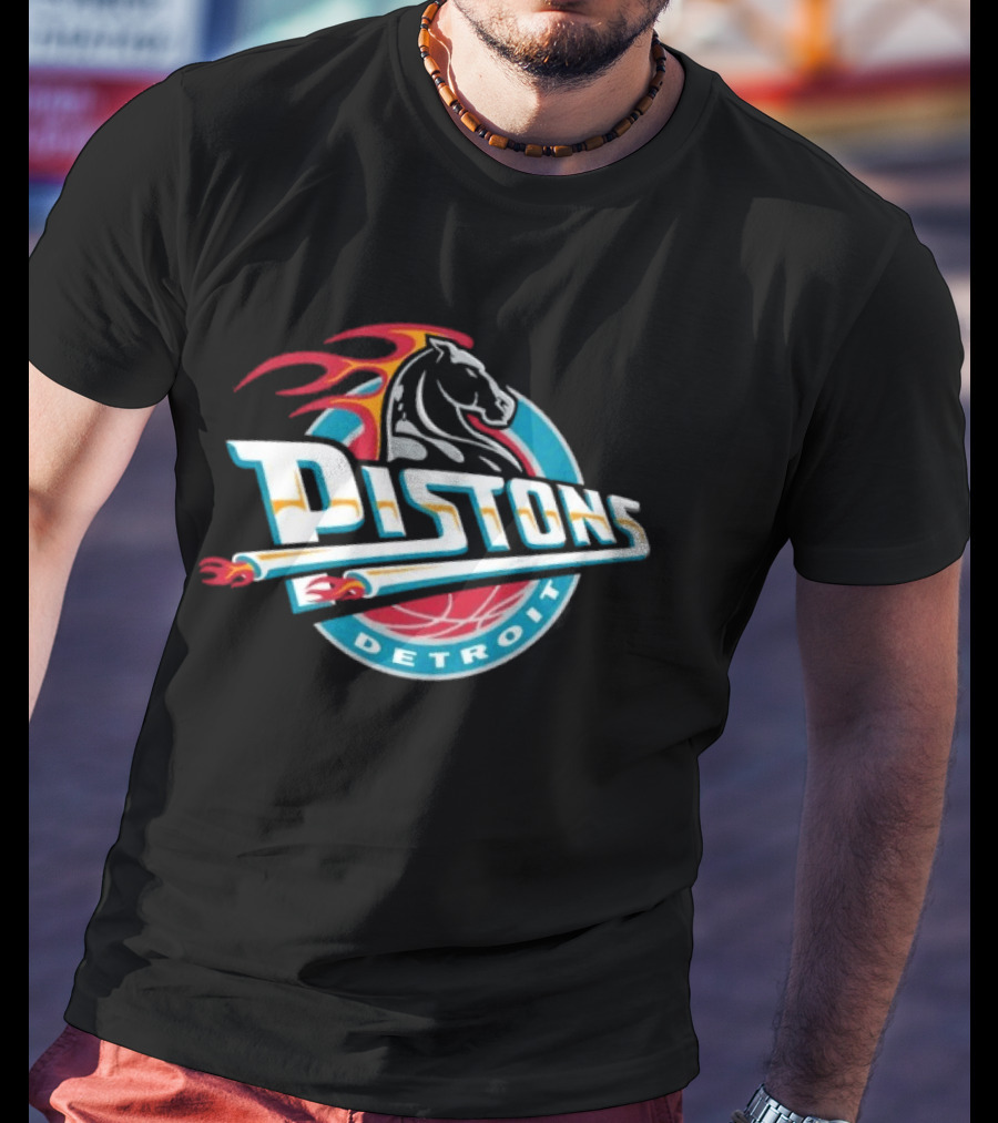 Detroit Pistons Mitchell & Ness Hardwood Classic Vintage Horse T-Shirt