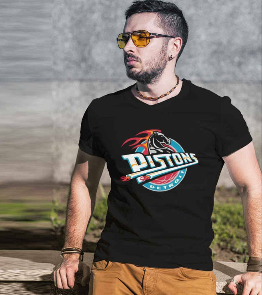 Detroit Pistons Mitchell & Ness Hardwood Classic Vintage Horse T-Shirt