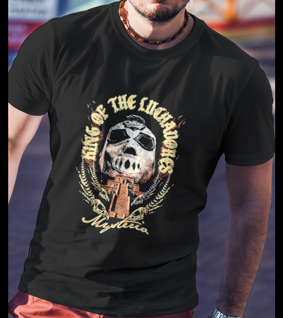 King Of The Luchadores Mysterio Aztec Pyramid Mask T-Shirt