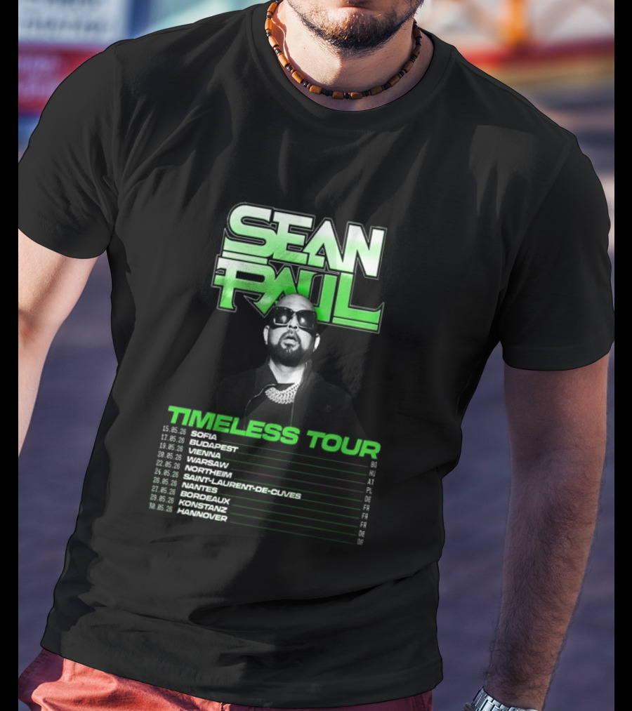 Sean Paul Timeless Tour Sofia Budapest Vienna Warsaw 2026 T-Shirt