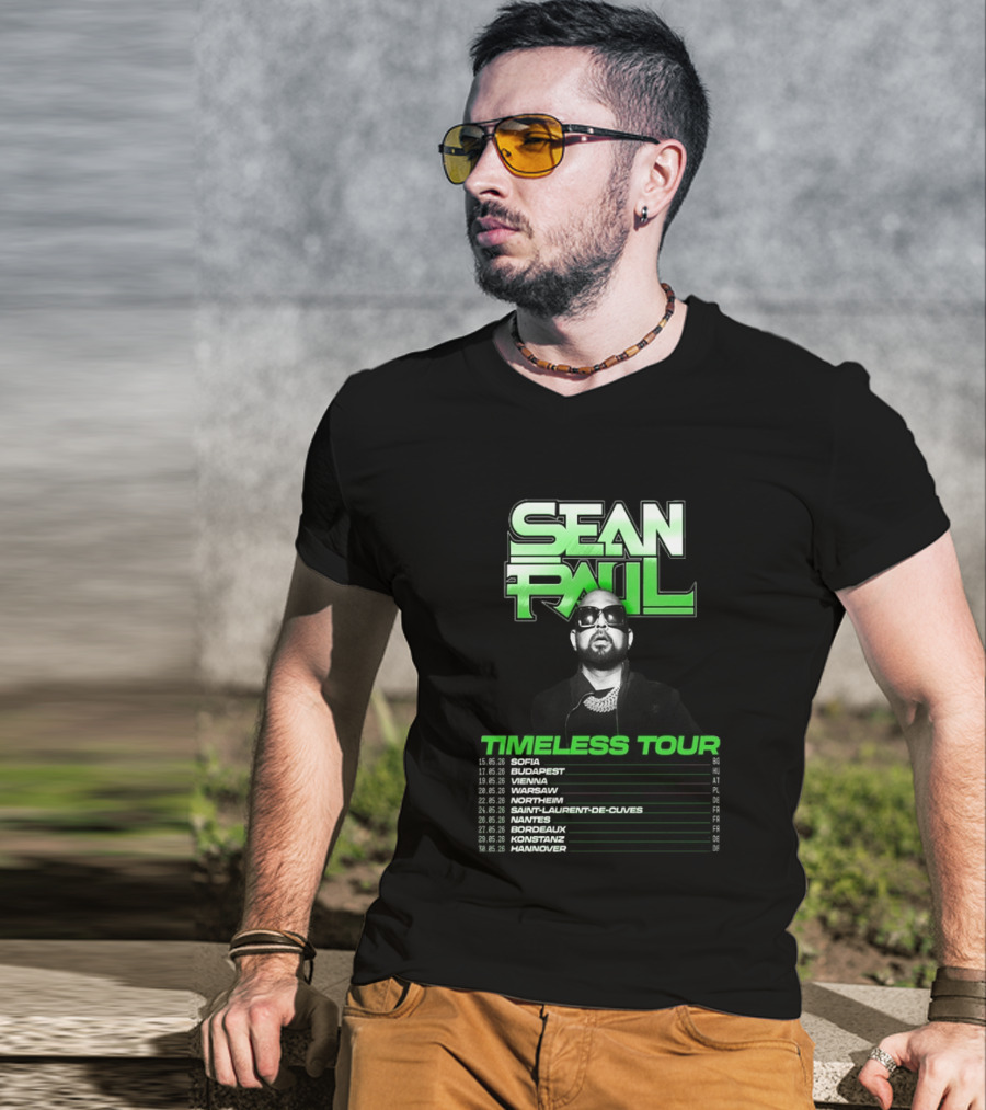 Sean Paul Timeless Tour Sofia Budapest Vienna Warsaw 2026 T-Shirt