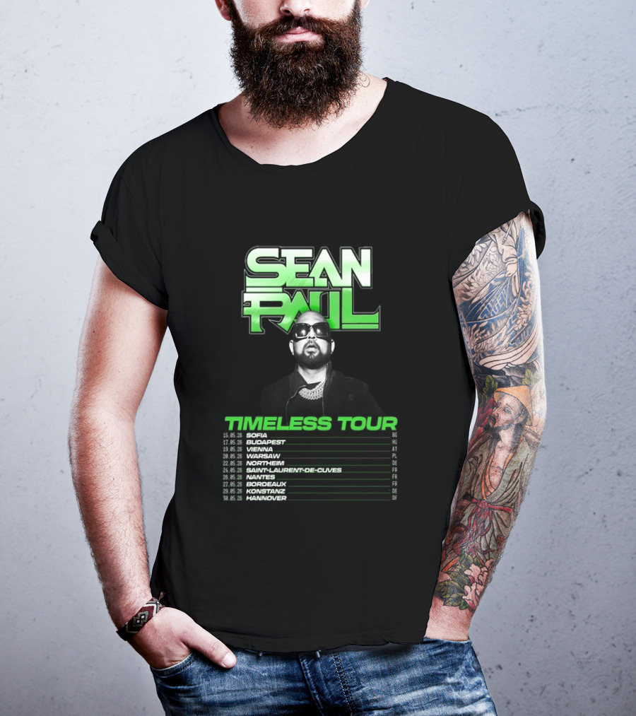 Sean Paul Timeless Tour Sofia Budapest Vienna Warsaw 2026 T-Shirt