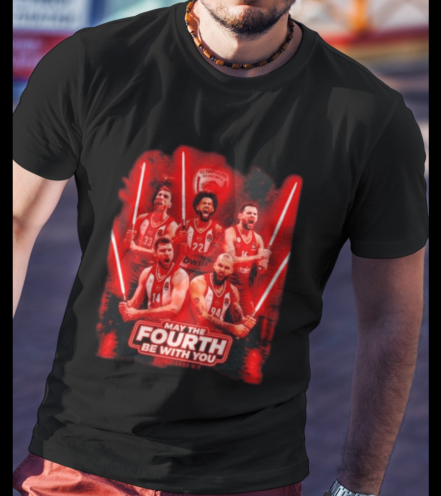 Olympiacos B.C Basketball May The Fourth Be With You Star Wars Players Lightsabers T-Shirt