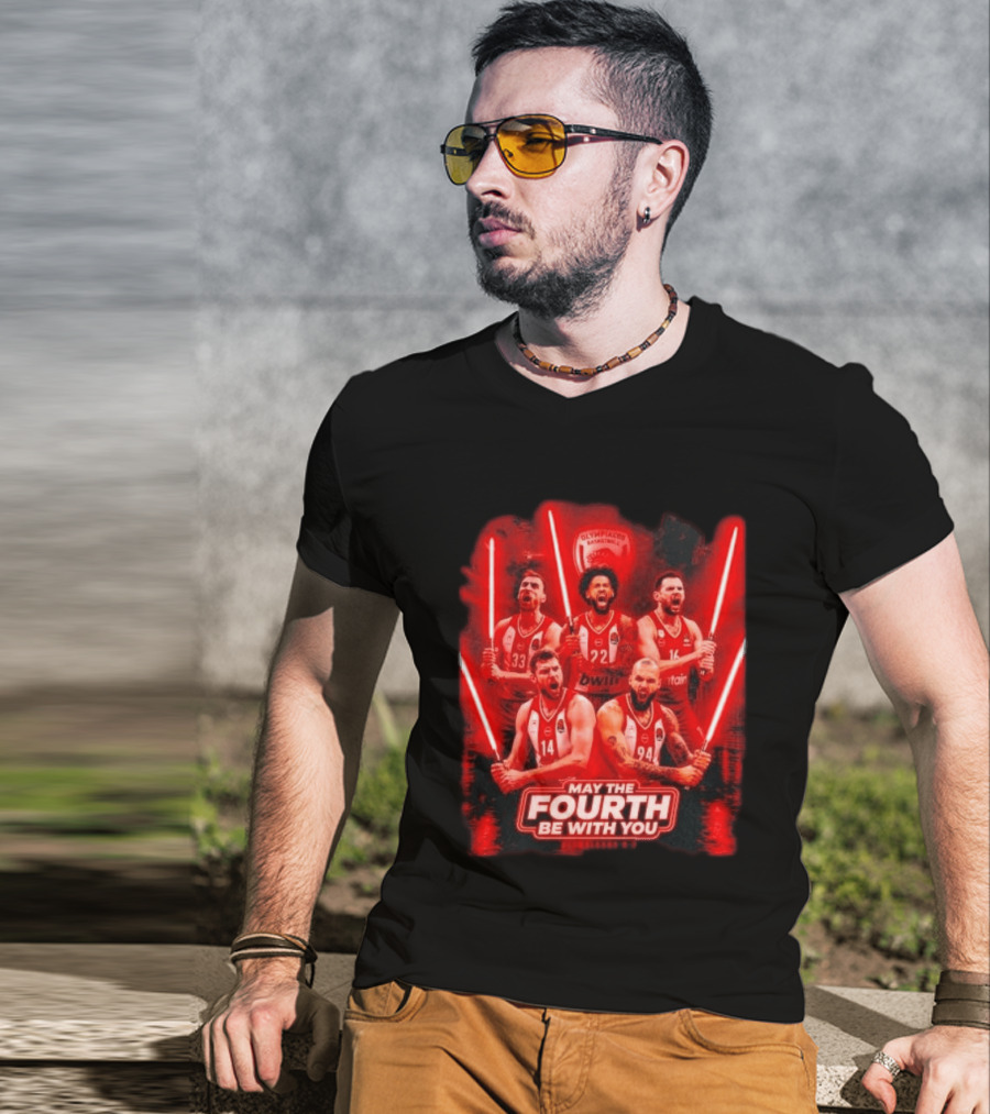 Olympiacos B.C Basketball May The Fourth Be With You Star Wars Players Lightsabers T-Shirt