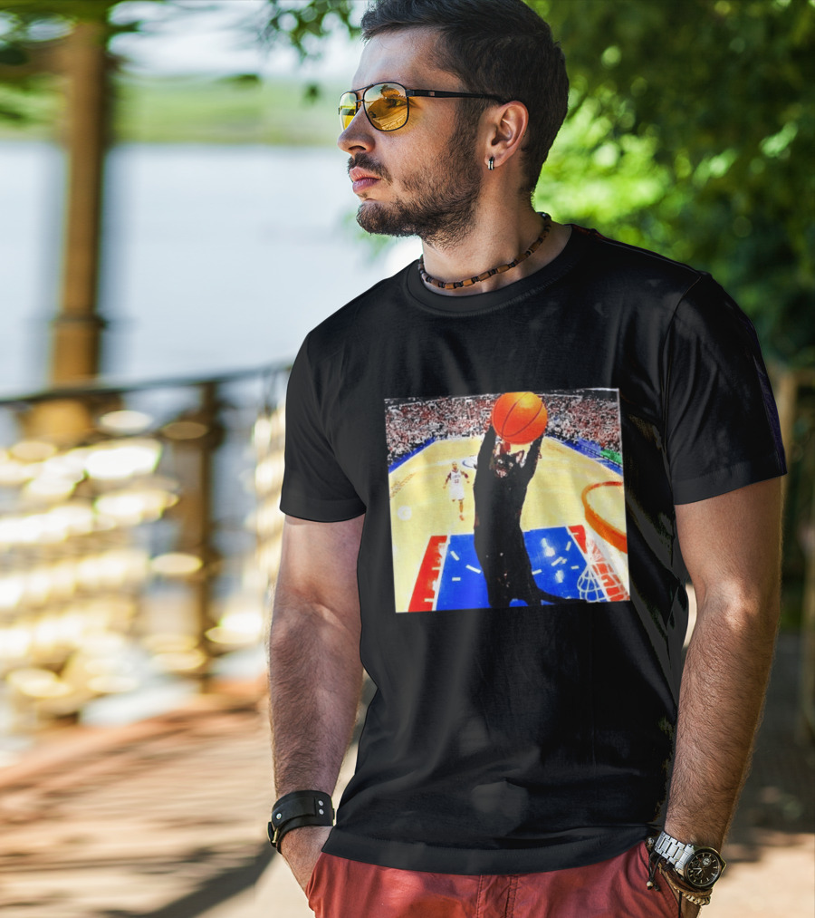 Philadelphia 76ers Black Cat Slam Dunk Basketball Meme T-Shirt