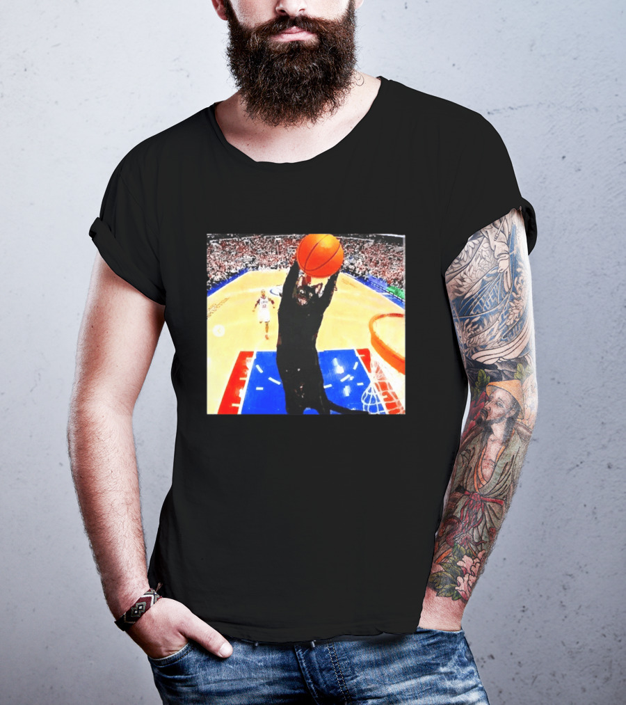Philadelphia 76ers Black Cat Slam Dunk Basketball Meme T-Shirt