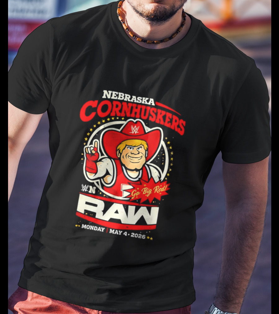 Nebraska Cornhuskers Herbie Husker WWE RAW Go Big Red May 4 2018 T-Shirt