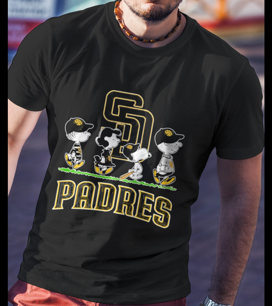 San Diego Padres Peanuts Abbey Road 2026 Charlie Brown Snoopy Woodstock T-Shirt
