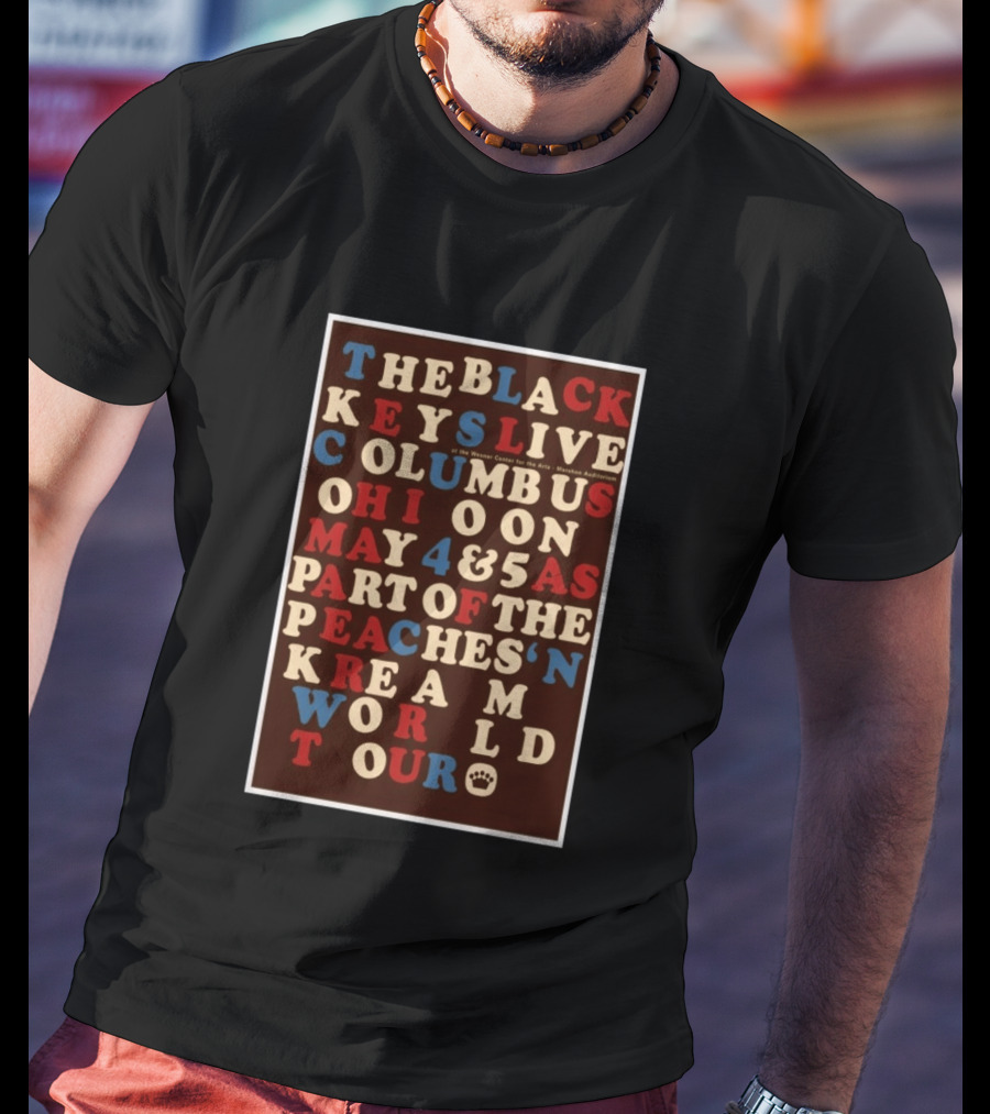 The Black Keys Live Columbus Ohio May 4 & 5 Peaches 'N Kream World Tour Mershon Auditorium T-Shirt