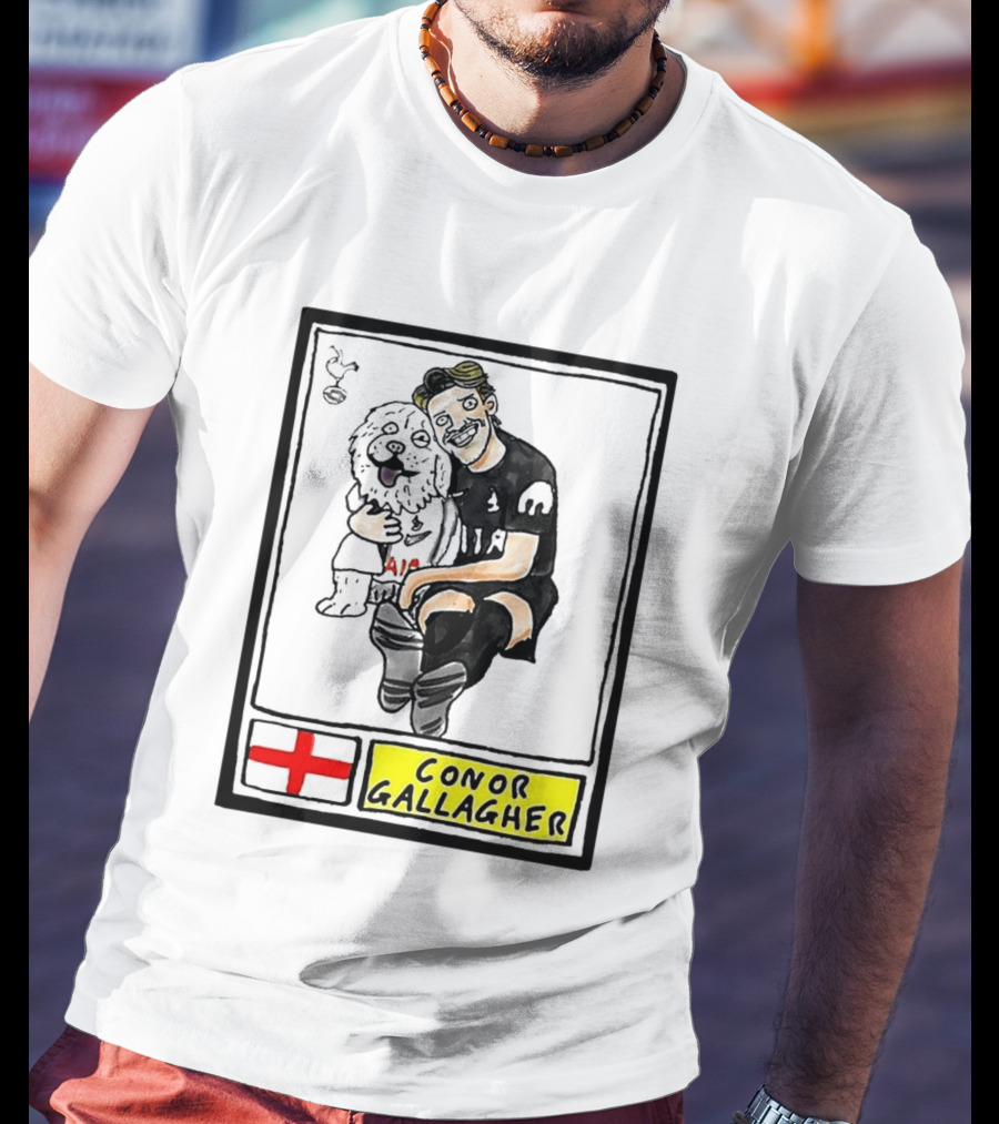 Conor Gallagher Hugging Dog With England Cross And Spurs T-Shirt