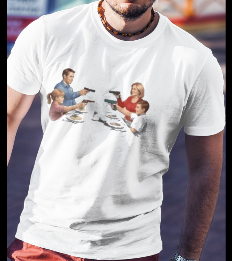 Bloody Sunday Last Supper Family At Dinner Table With Guns T-Shirt