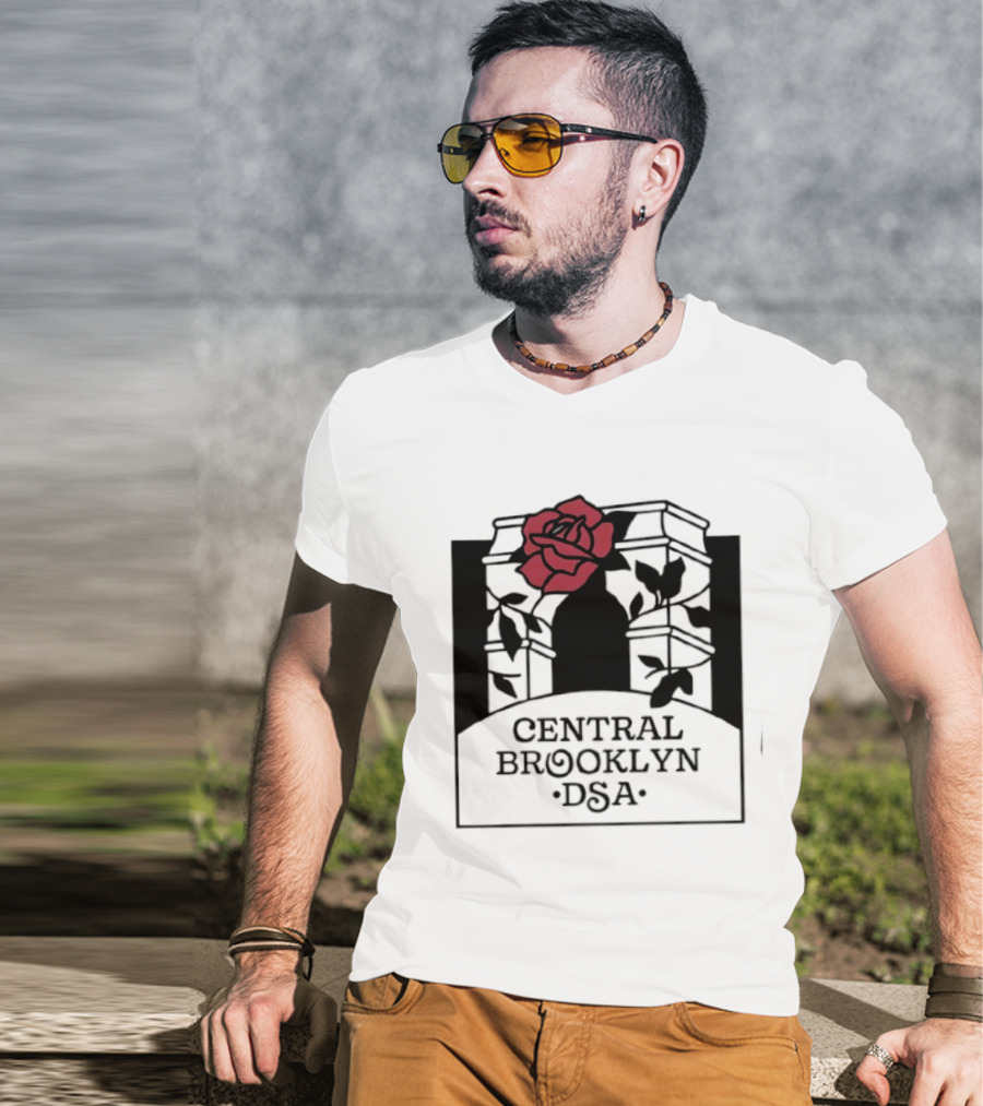 Central Brooklyn DSA Red Rose And Arch T-Shirt