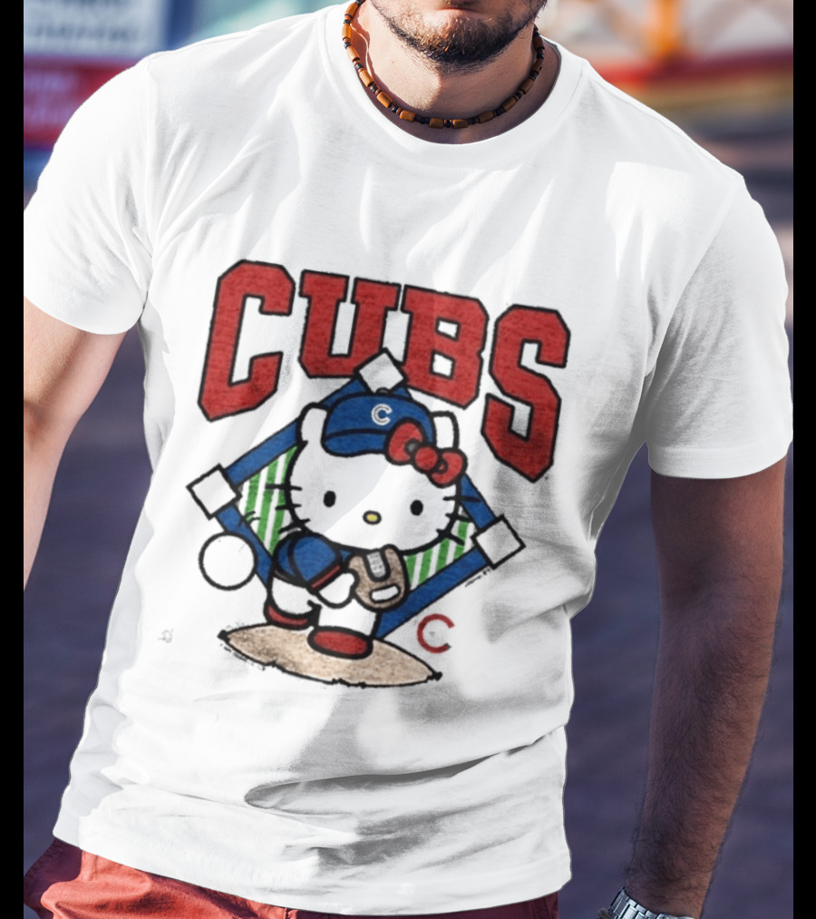 Hello Kitty Cubs Baseball Collaboration With Chicago Cubs Pitcher T-Shirt