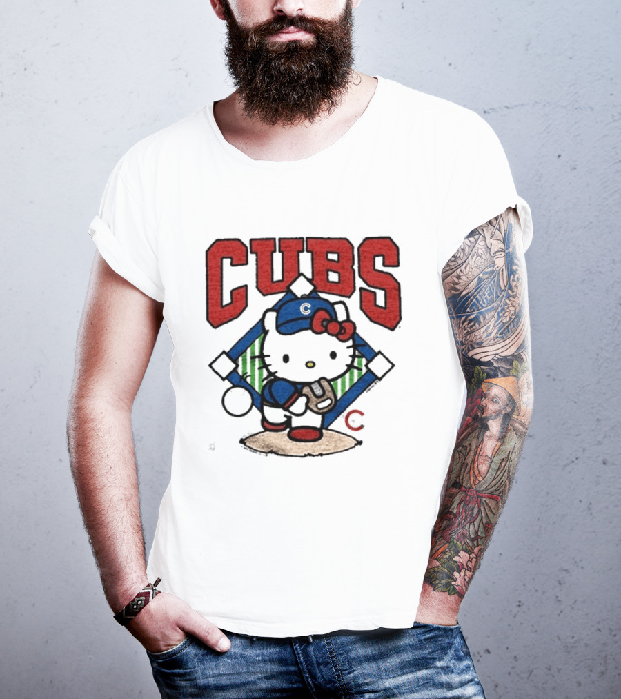 Hello Kitty Cubs Baseball Collaboration With Chicago Cubs Pitcher T-Shirt