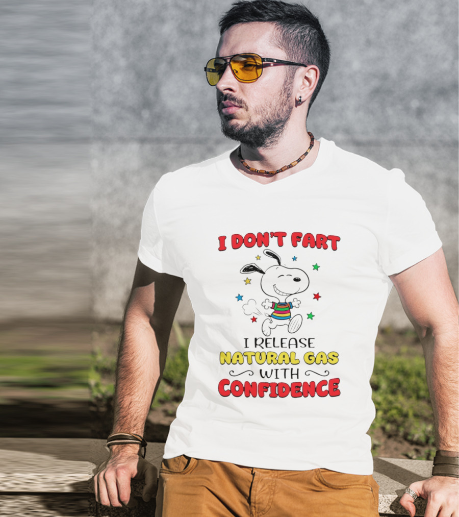 Playful Dog Cartoon I Don't Fart I Release Natural Gas With Confidence T-Shirt