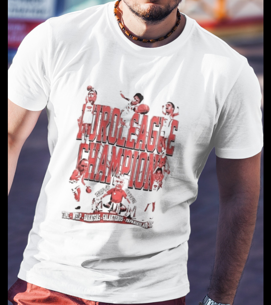 Olympiacos B.C Euroleague Champion Triple Crown Players T-Shirt