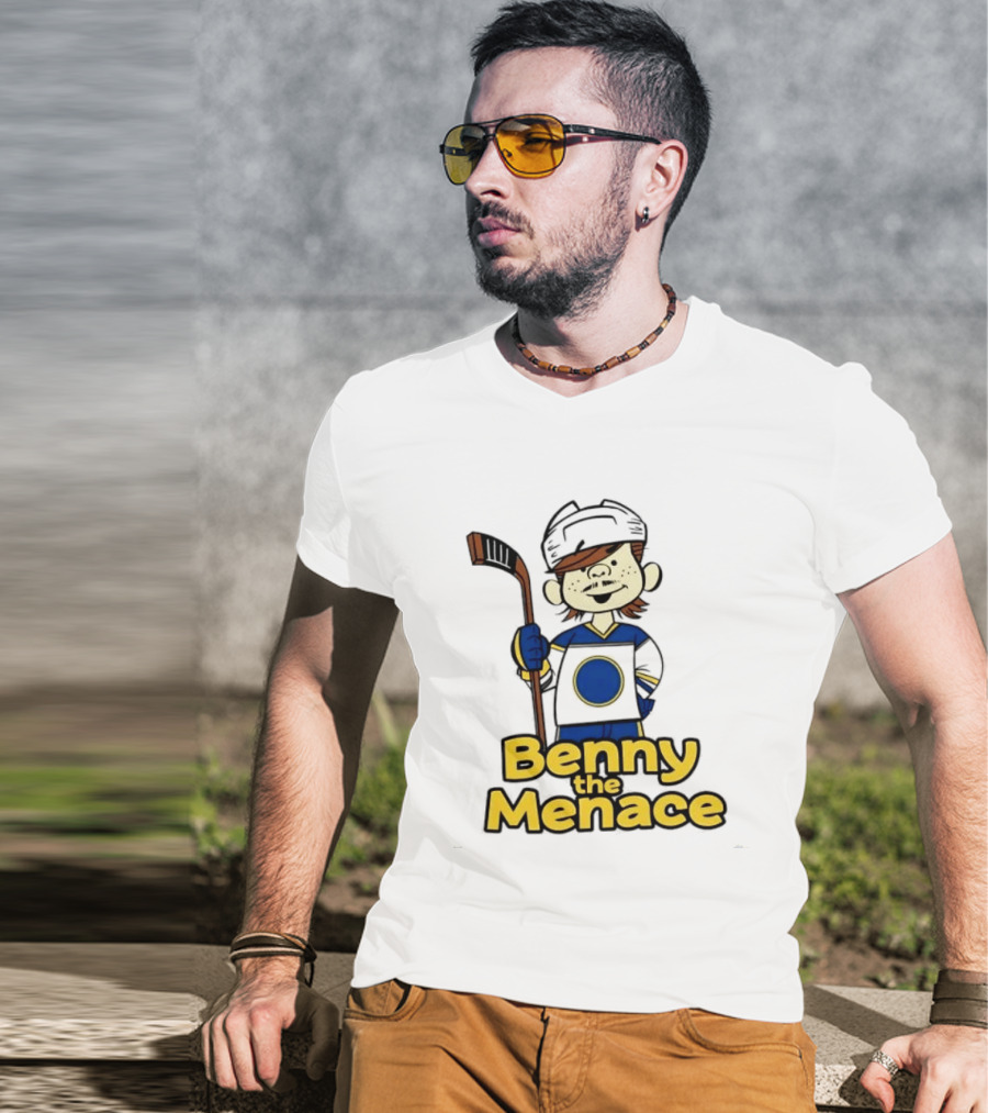 Zach Benson Benny The Menace Sabres Hockey Player Cartoon T-Shirt