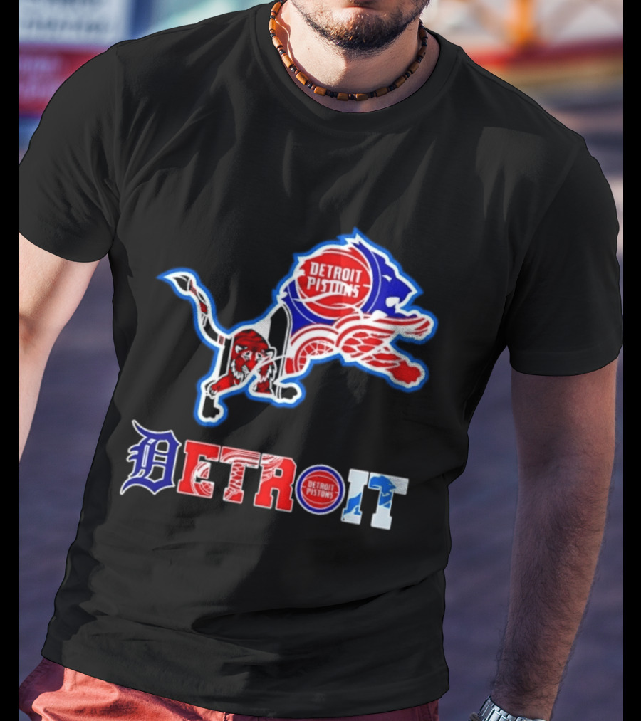 Detroit Lions Pistons Tigers Red Wings Sports Team Mashup T-Shirt