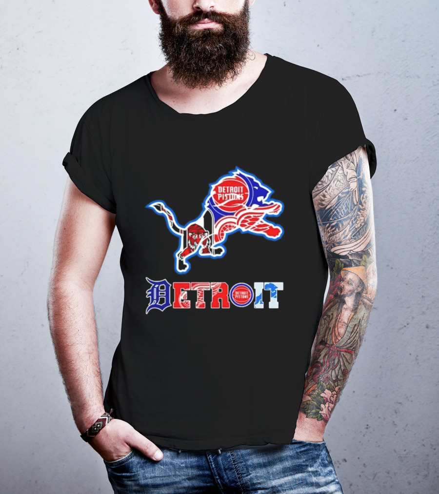 Detroit Lions Pistons Tigers Red Wings Sports Team Mashup T-Shirt