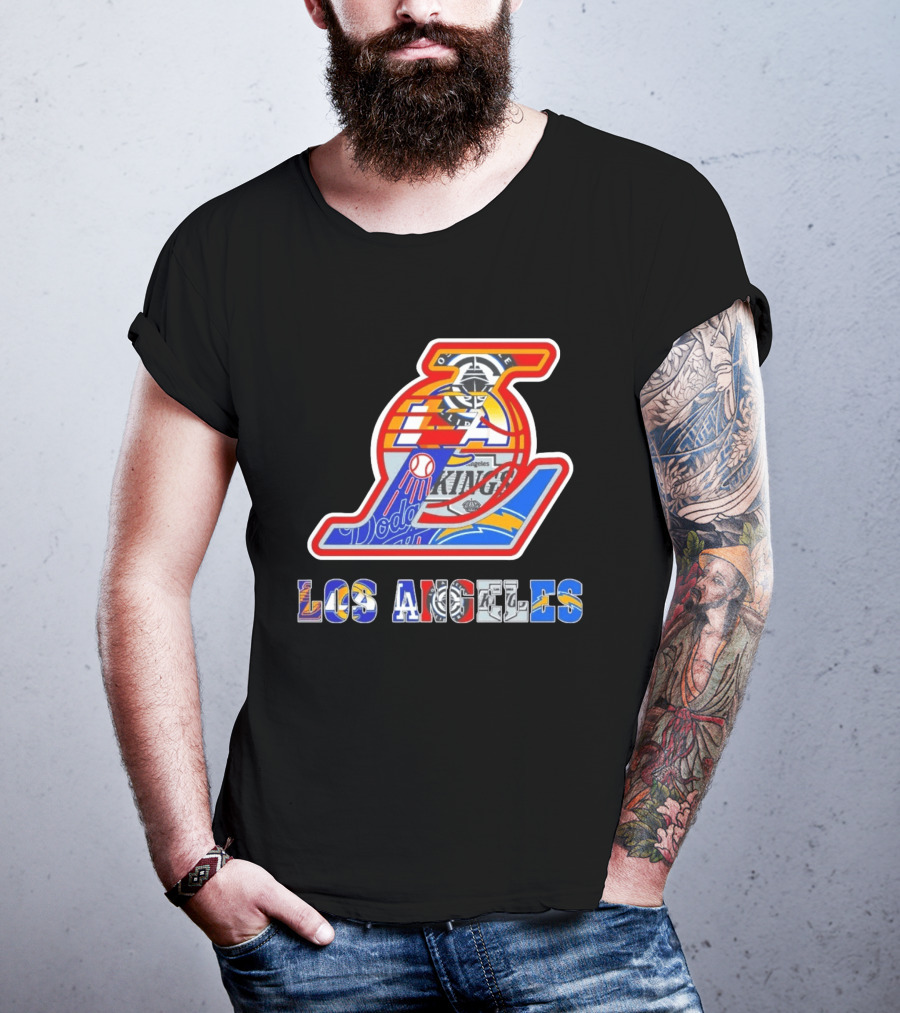 Los Angeles Dodgers Lakers Kings Chargers Sports Team Mashup T-Shirt