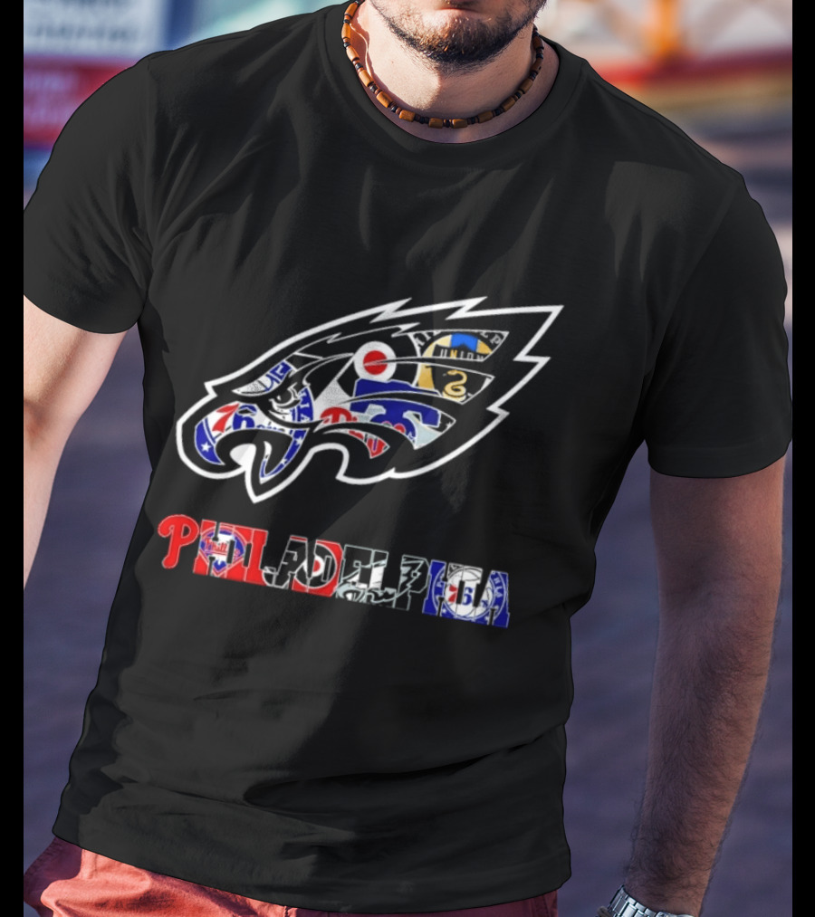 Philadelphia Sports Teams Logos Mashup Eagles Phillies Flyers Sixers Union T-Shirt