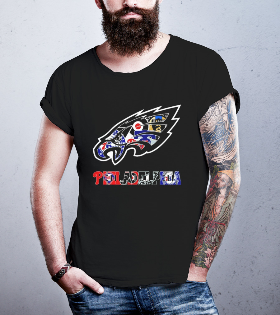 Philadelphia Sports Teams Logos Mashup Eagles Phillies Flyers Sixers Union T-Shirt