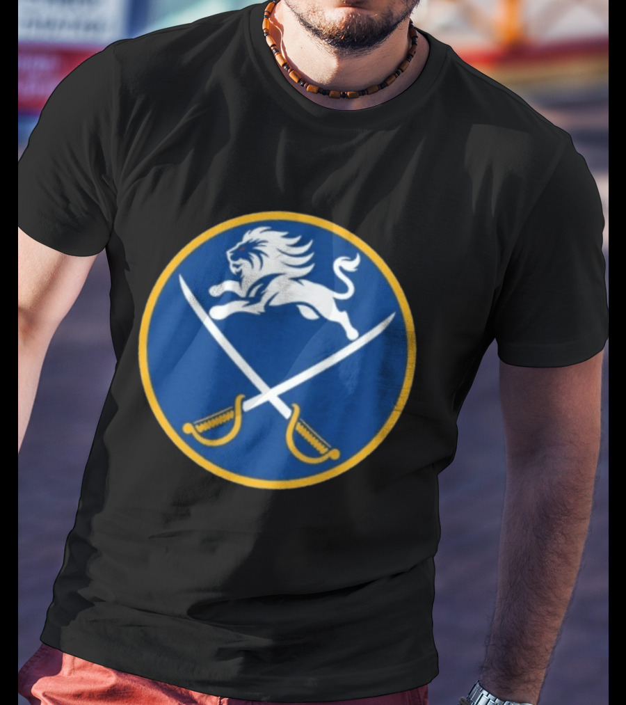 Buffalo Sabres Alex Lyon Lion Swords Circle T-Shirt