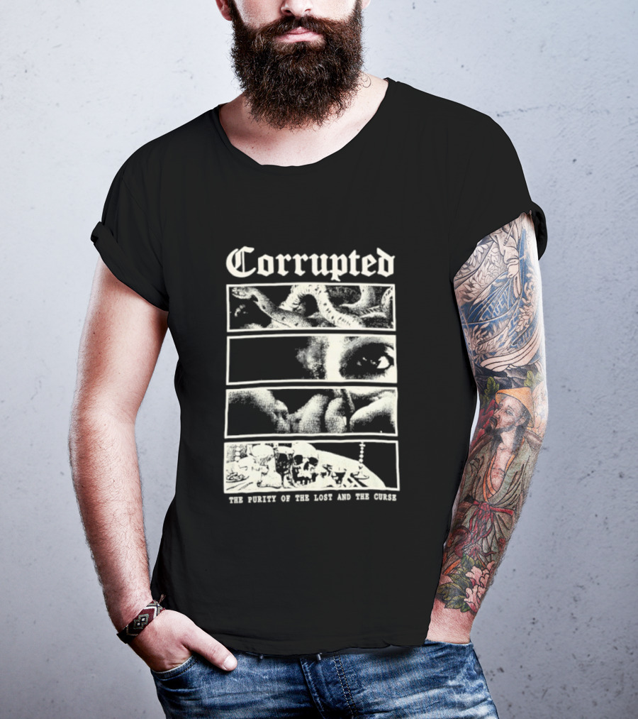 Corrupted The Purity Of The Lost And The Curse Eerie Monochrome Eye Panels T-Shirt