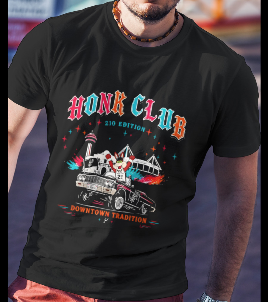 San Antonio Honk Club Spurs Coyote 210 Edition Downtown Tradition NBA Tower Of The Americas T-Shirt