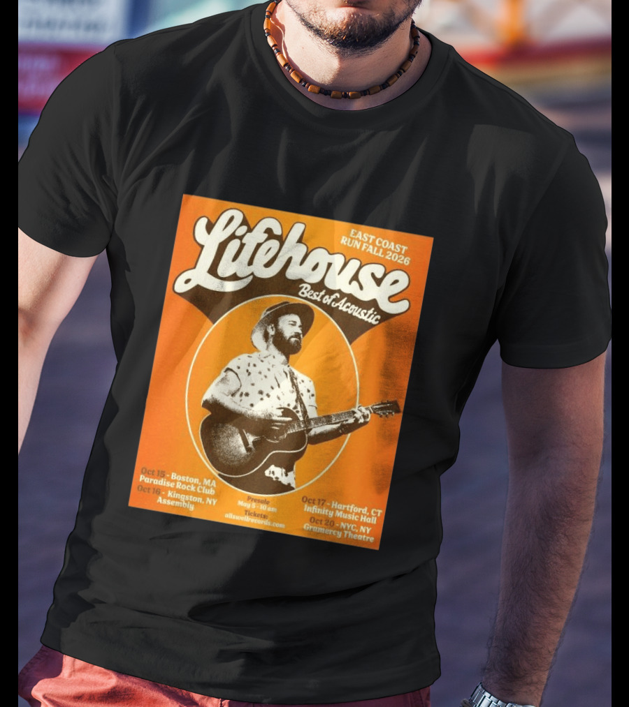 Lifehouse Best Of Acoustic East Coast Run Fall Tour 2026 Boston Hartford Kingston NYC T-Shirt