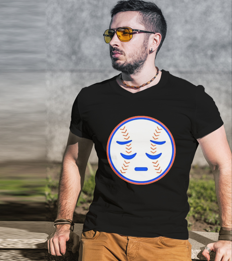 Disappointed Baseball Face New York Mets Emojis T-Shirt