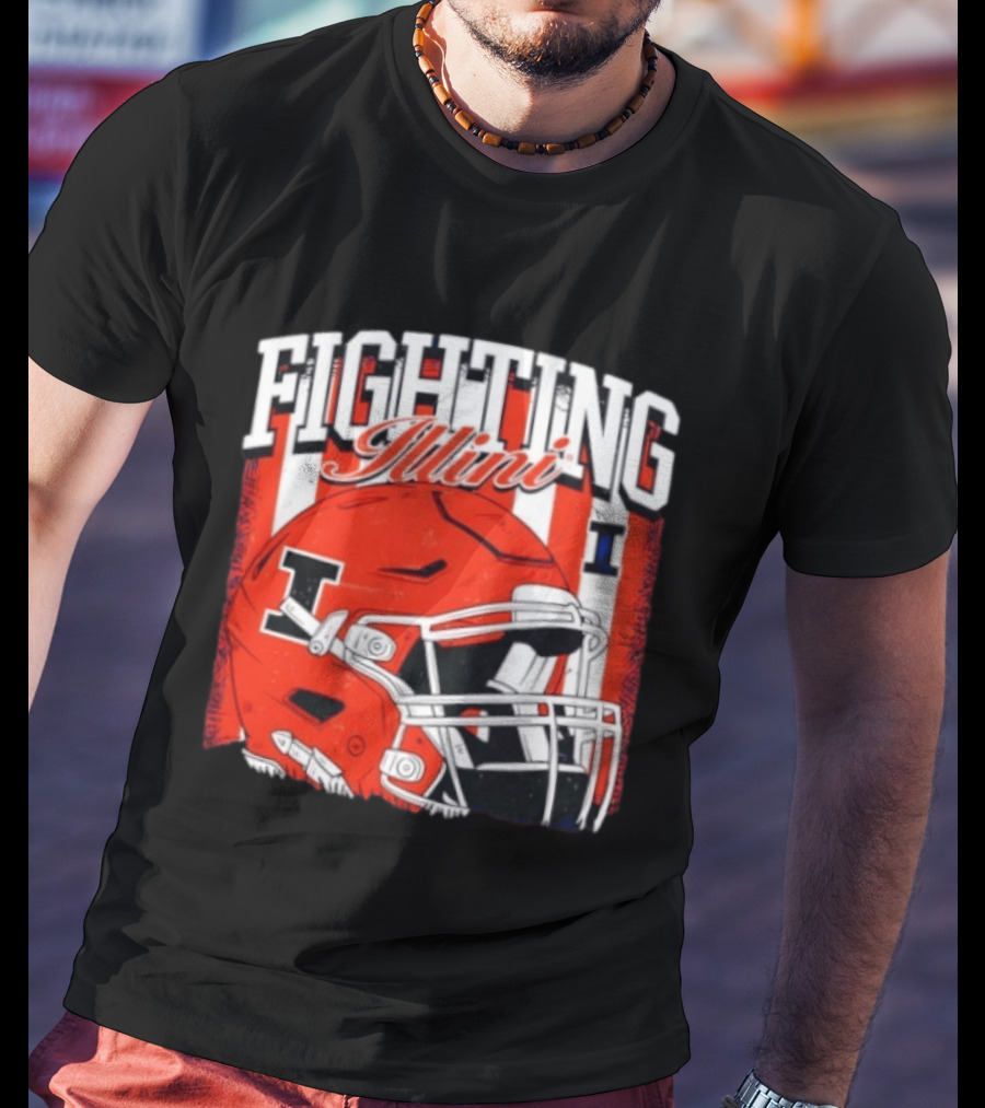 Fighting Illini NCAA Football Illinois Helmet T-Shirt